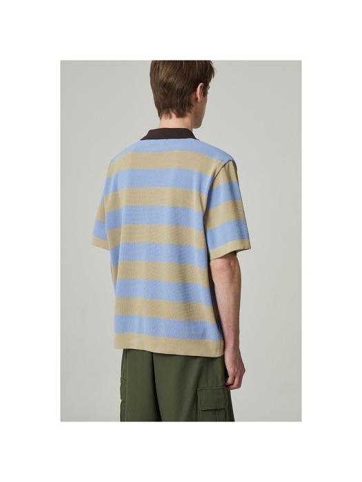 bold stripe collar sweater (short-sleeved)_CWWAM24406BEX