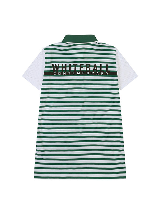 폴리 레이온 스트라이프 요꼬 여성 골프 티셔츠 (GREEN)