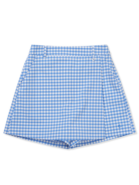 [24SS clove] Gingham Wrap Shorts (Sky Blue)