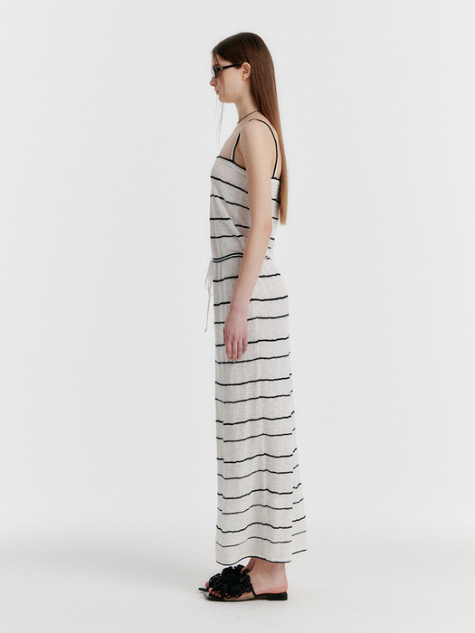 YOZOO Jacquard Stripe Knit Dress - Ivory
