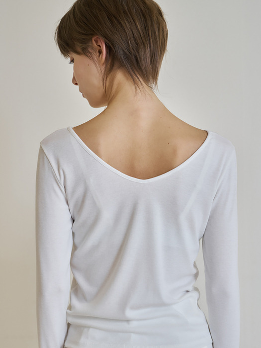 Both V-neck T-shirt (Ivory)