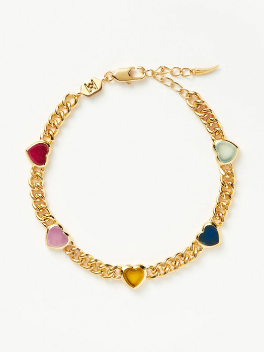 Jelly Heart Gemstone Charm Bracelet