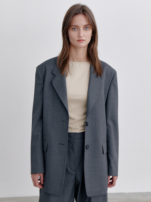 Classic Overfit Wool Jacket, Gray