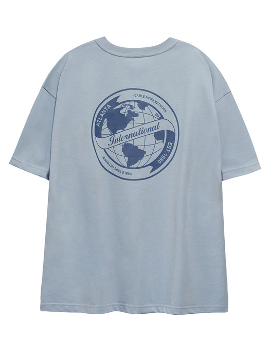트래블 시티 EARTH 그래픽 반팔 티셔츠 스카이 블루 CA24TTS231SBL