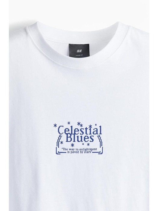 루즈핏 프린트 티셔츠 화이트/Celestial Blues 1032522112