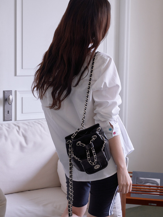 CHAIN MINI BAGPACK_(Silver) 2COLORS