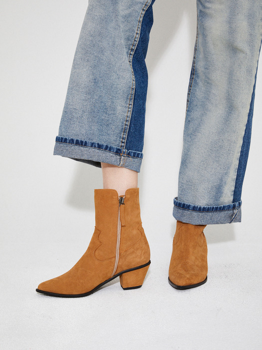[리퍼브][240] Ankle Western Boots (Camel Suede)