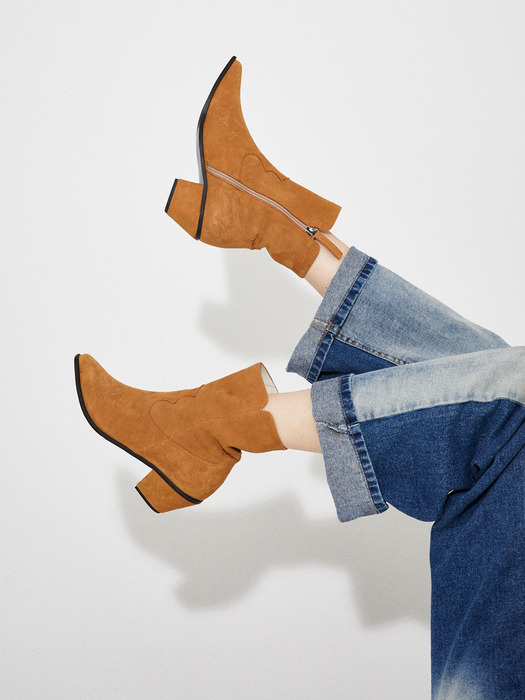 [리퍼브][240] Ankle Western Boots (Camel Suede)