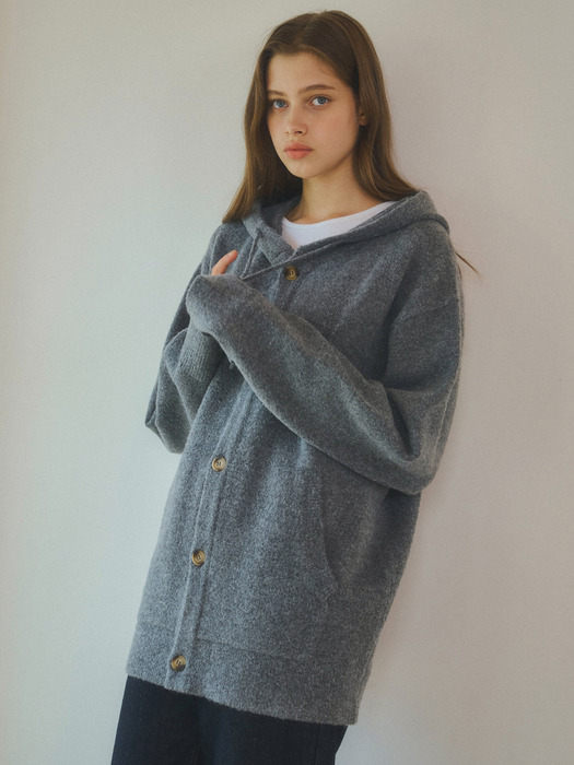 W/Always Hoodie Knit Cardigan 3color