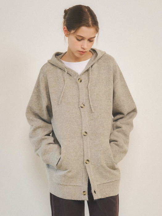 W/Always Hoodie Knit Cardigan 3color