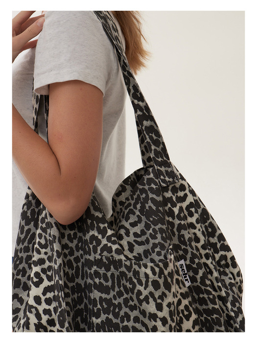 Leopard Twill Cotton Big Bag (Black)