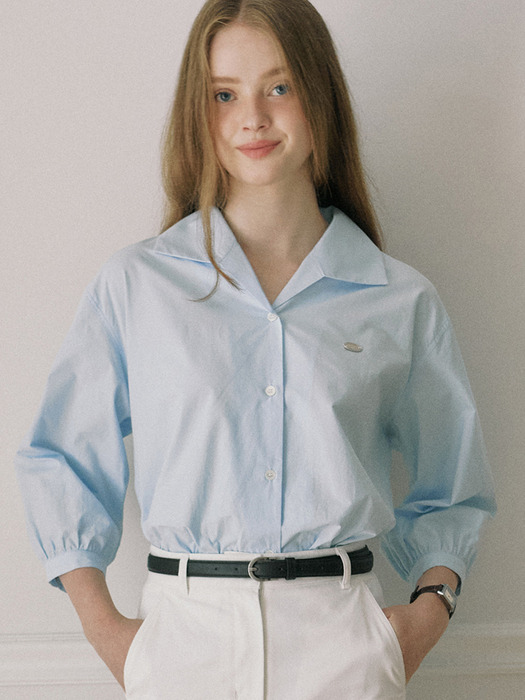 Collar Cotton Shirt - Skyblue