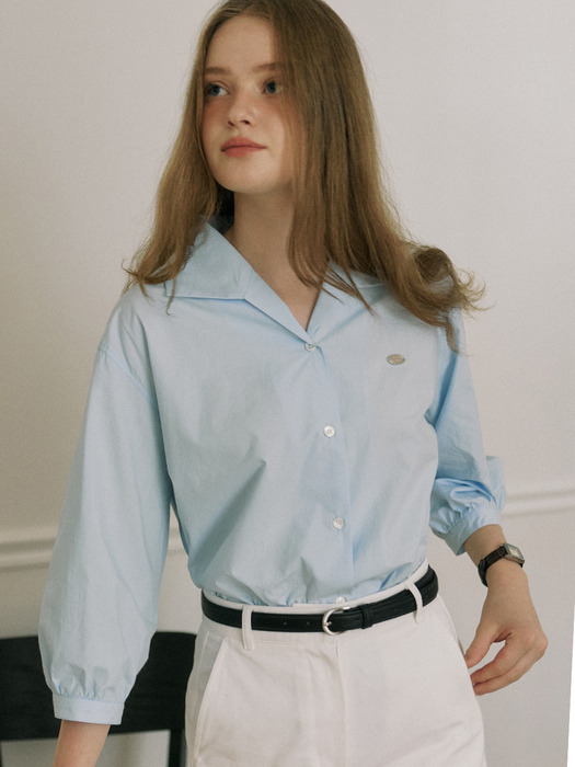 Collar Cotton Shirt - Skyblue