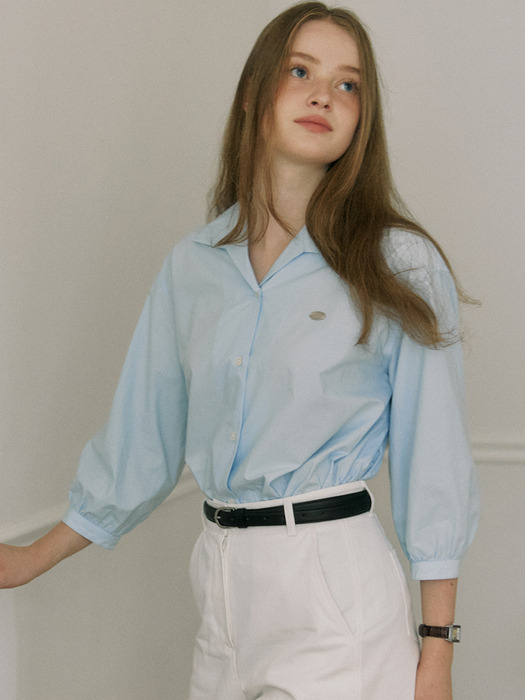 Collar Cotton Shirt - Skyblue