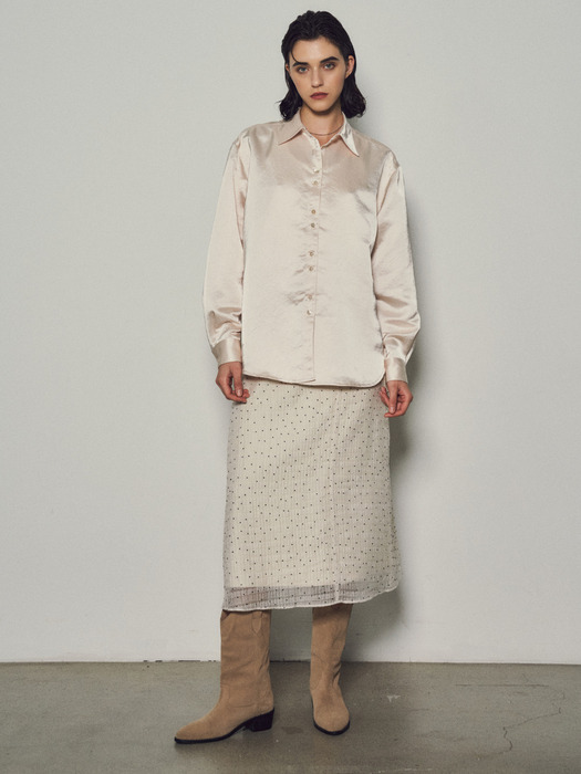 Dot See-through Layered Skirts_CTS609(Cream)