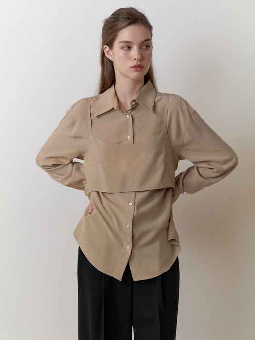 Bay bustier blouse_2piece (khaki beige)