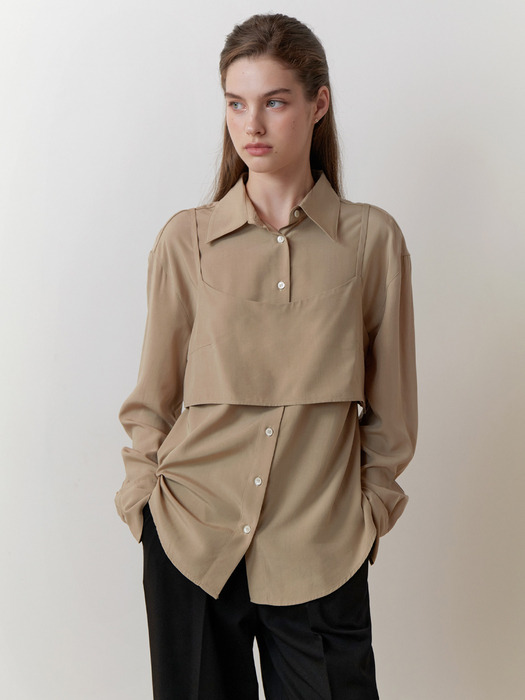 Bay bustier blouse_2piece (khaki beige)