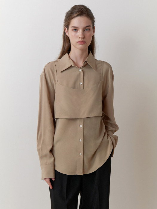 Bay bustier blouse_2piece (khaki beige)