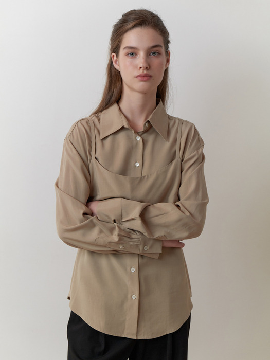 Bay bustier blouse_2piece (khaki beige)