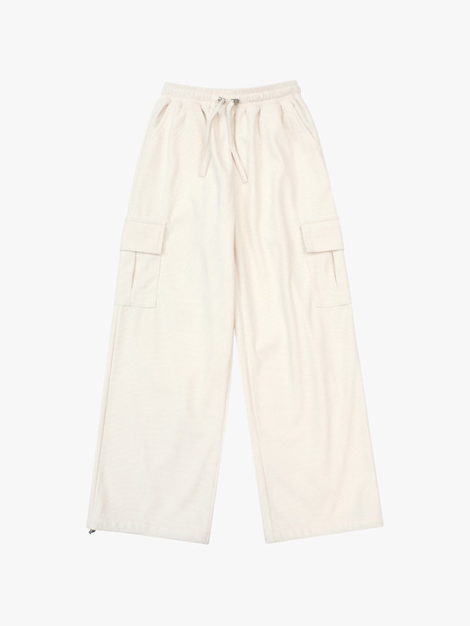 Corduroy banding cargo pants Cream