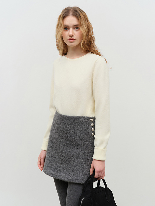 WOOL MINI SKIRT MELANGE GREY_UDSK4D224G2