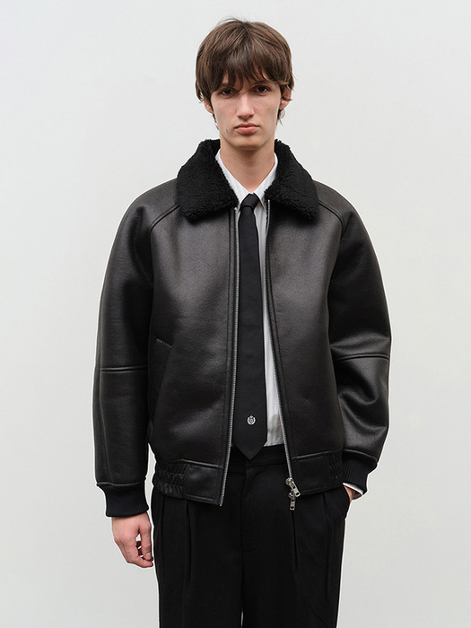 UNISEX VEGAN SHEARLING BLOUSON BLACK_M_UDJU4D127BK