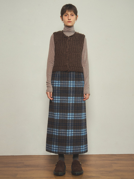 real handmade crop knit vest_Brown