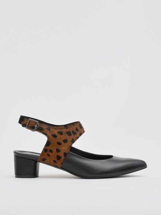 MATISSE 40 ANKLE STRAP SHOES IN LEOPARD AND BLACK LEATHER