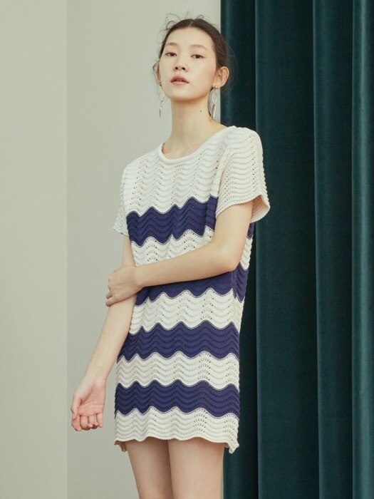 ivory wave knit dress
