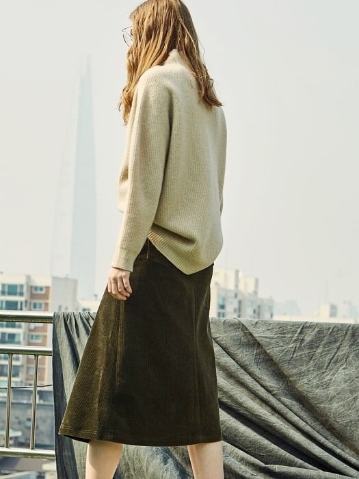 UNBAL CORDUROY SKIRT KHAKI