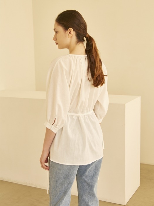 19SS SHIRRING STRING BLOUSE WHITE