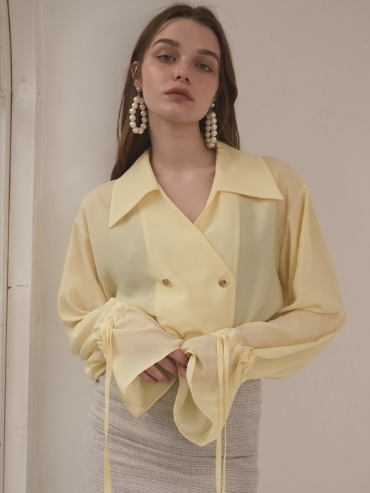 four button blouse lemon