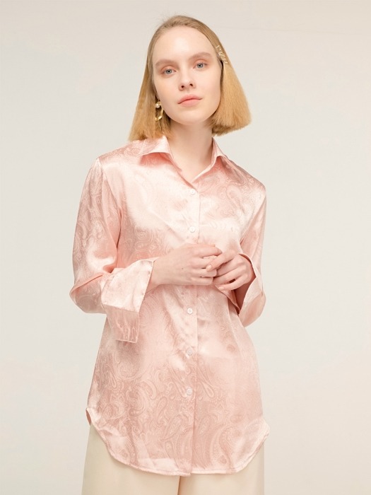 Paisley silky Blouse _ Baby pink