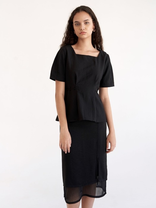 Sqaure Blouse - Black