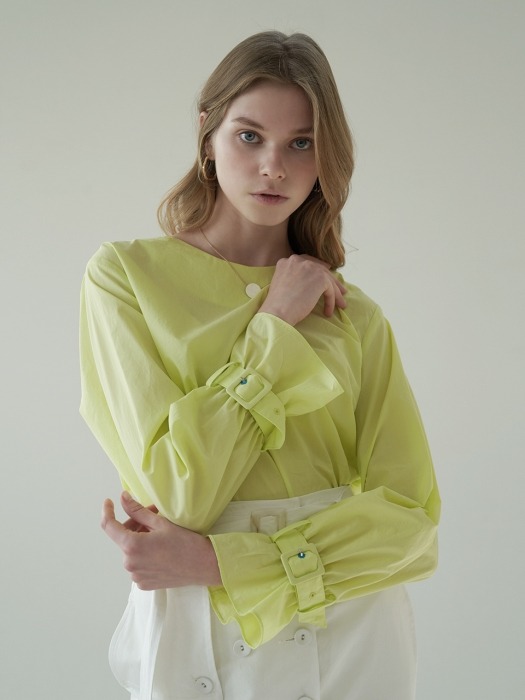 Sleeve buckle blouse_Yellow