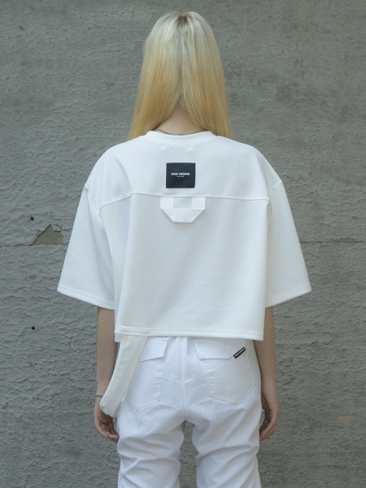 Single handle crop t-shirt(white)