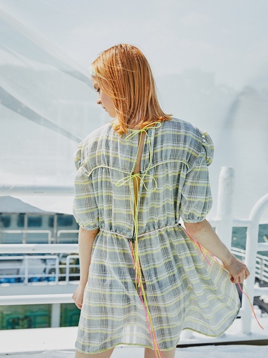 Multi String Check Dress_Yellow