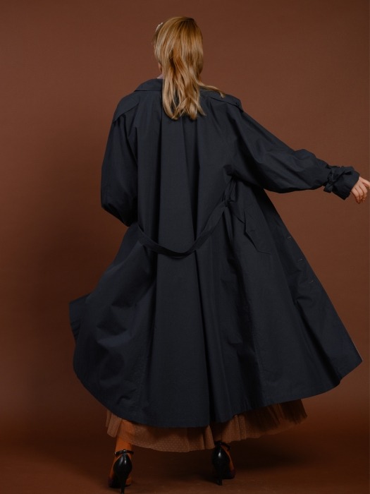 pink katiacho TWO-WAY TRENCH COAT WASHING NAVY