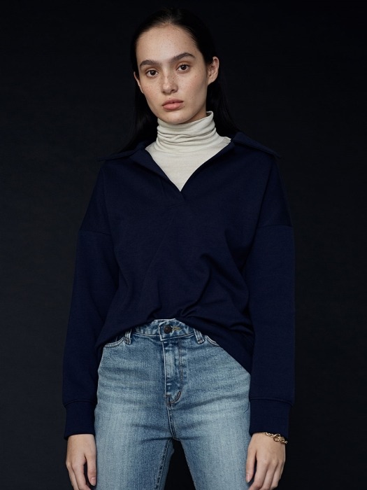 NAVY HANNE POLO TOP