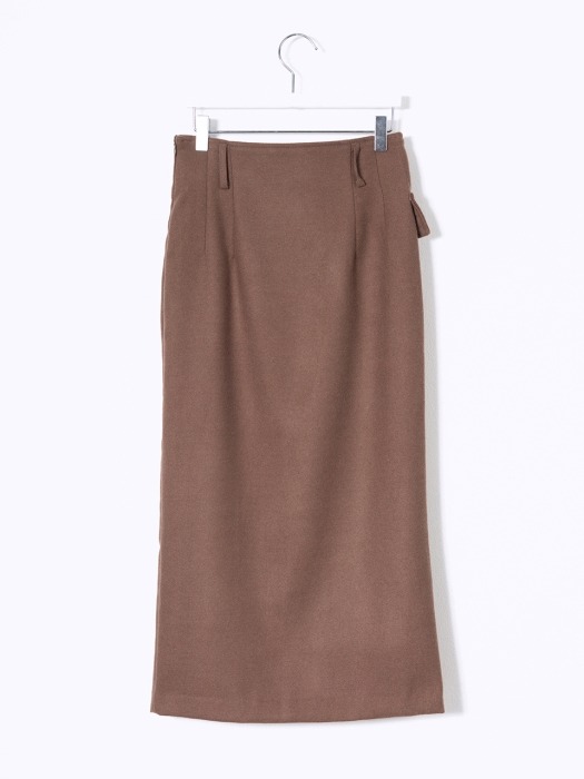 Napping Pencil Flap Skirt Brown