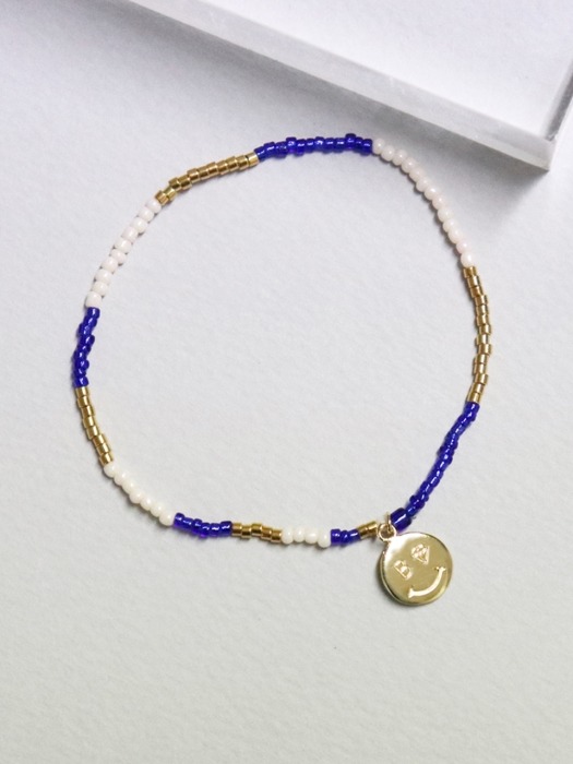 Smile charm 18k gold beads bracelet 스마일 18k 골드 비즈팔찌