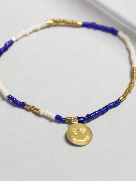 Smile charm 18k gold beads bracelet 스마일 18k 골드 비즈팔찌