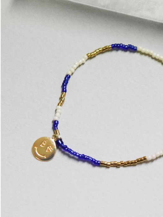 Smile charm 18k gold beads bracelet 스마일 18k 골드 비즈팔찌