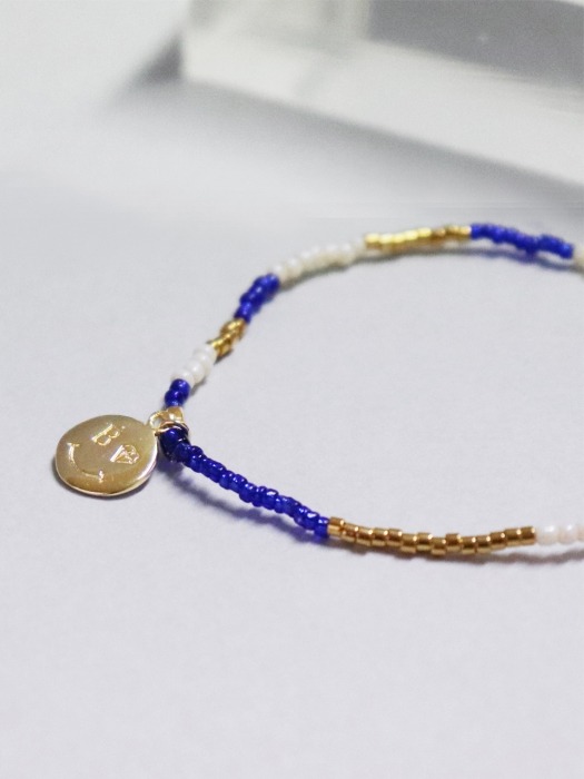 Smile charm 18k gold beads bracelet 스마일 18k 골드 비즈팔찌