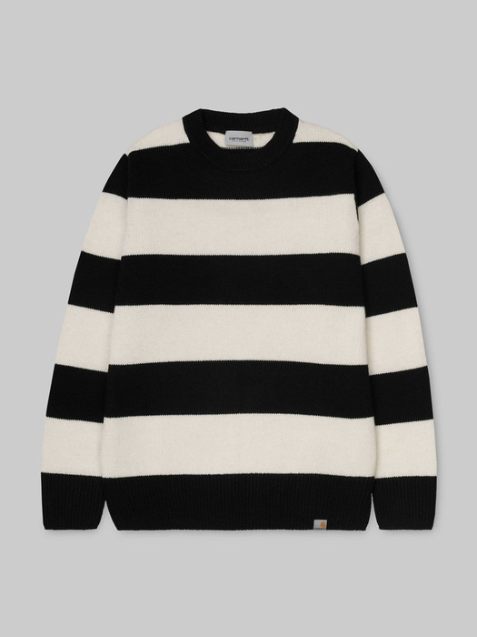 ALVIN SWEATER_ALVIN STRIPE, BLACK/WAX