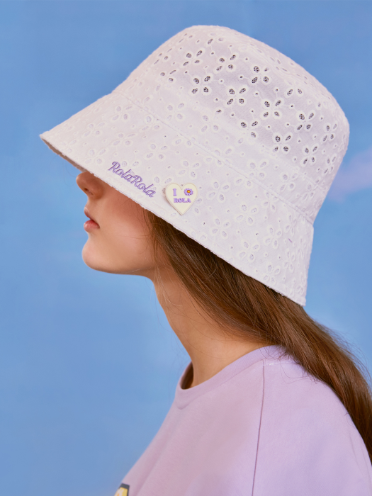 (CH-20106) LACE BUCKET HAT WHITE