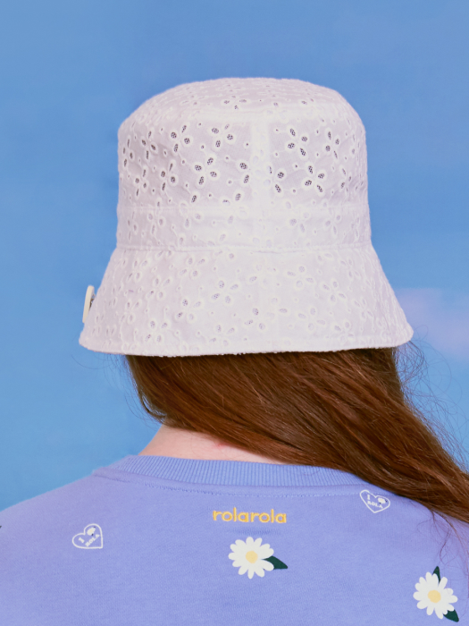 (CH-20106) LACE BUCKET HAT WHITE