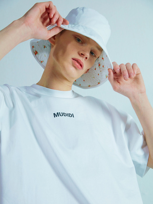 Reversible Flower bucket hat 004 White