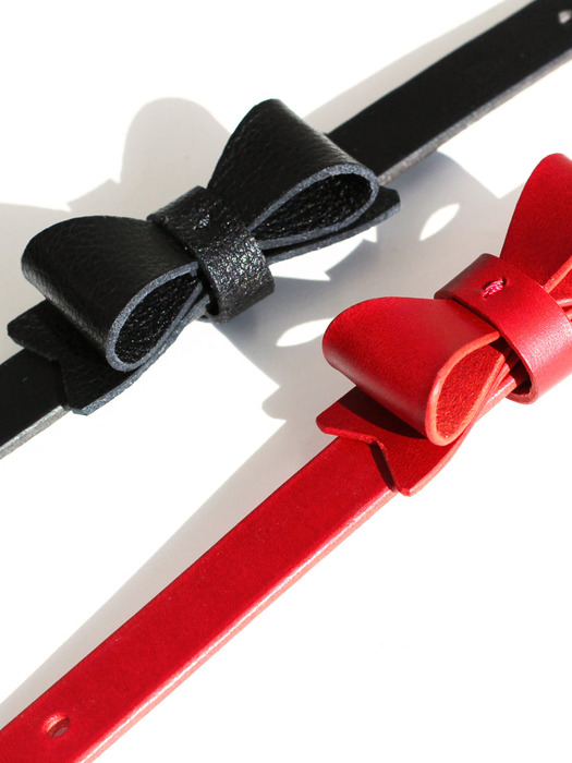 Solid Mini Ribbon Collar_Red/Black