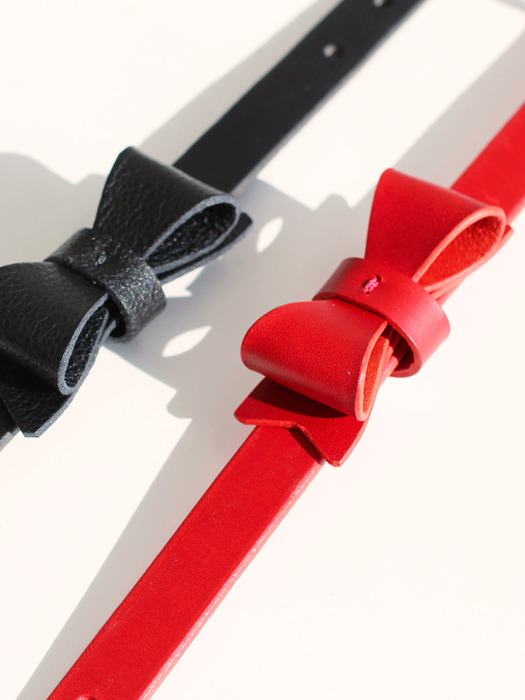 Solid Mini Ribbon Collar_Red/Black